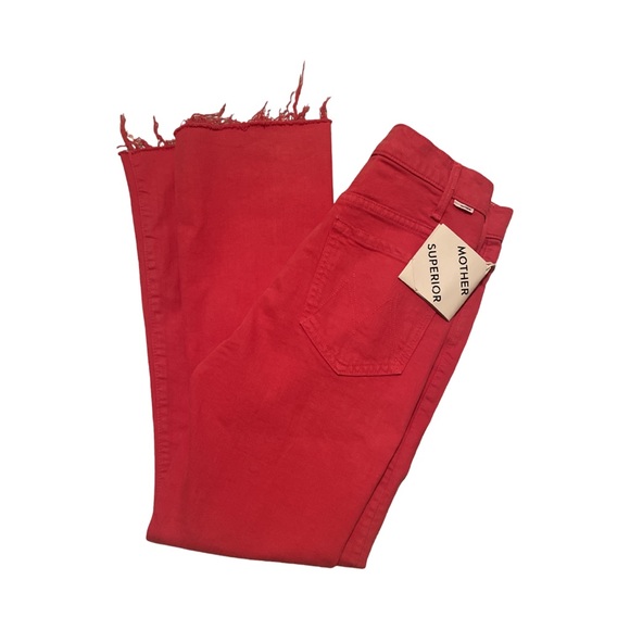 MOTHER HUSTLER ANKLE FRAY BOOTCUT JEAN - MARS RED BNWT - Picture 5 of 6